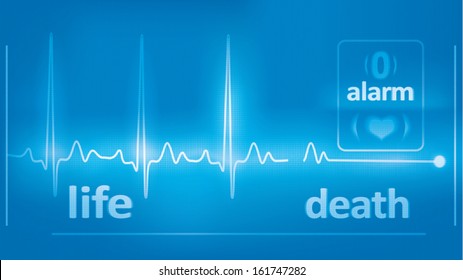 heart beats cardiogram, and asystole on the monitor. Highly detailed vector
