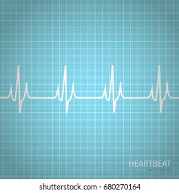 Heart Beats Cardiogram Background Blue or Medical Wallpaper Health Care Concept. Vector illustration