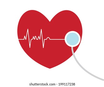 heart beats cardiogram with Stethoscope