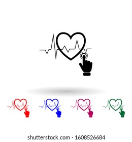 Heart beats graph multi color icon. Simple glyph, flat vector of touch screen icons for ui and ux, website or mobile application