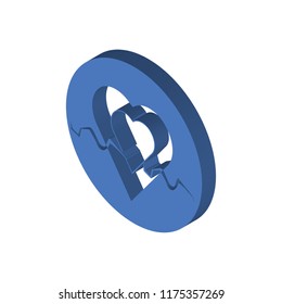 Heart beats life isometric left top view 3D icon
