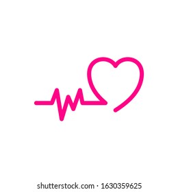 Heart beats with pulse line vector illustration. Heartbeat vector icon symbol.