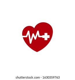Heart beats with pulse line vector illustration. Heartbeat vector icon symbol.