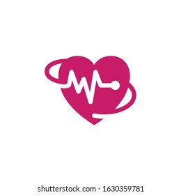 Heart beats with pulse line vector illustration. Heartbeat vector icon symbol.