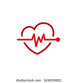Heart beats with pulse line vector illustration. Heartbeat vector icon symbol.