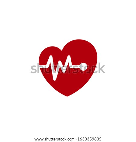 Heart beats with pulse line vector illustration. Heartbeat vector icon symbol.