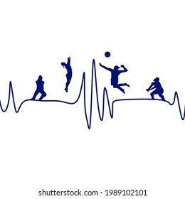 Heart beat,volleyball vector, lvolleyball illustrations,volleyball silhouette,volleyball logo,volleyball players,volleyball players silhouette,volleyball team background