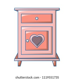 Heart bedside table icon. Cartoon of heart bedside table vector icon for web design isolated on white background