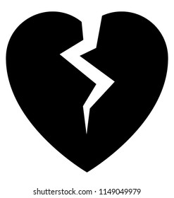 
Heart being torn with cracked line symbolizing broken heart icon 
