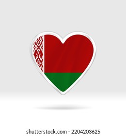 Heart from Belarus flag. Silver button star and flag template. Easy editing and vector in groups. National flag vector illustration on white background.