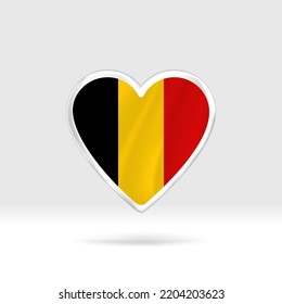 Heart from Belgium flag. Silver button star and flag template. Easy editing and vector in groups. National flag vector illustration on white background.