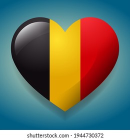heart with Belgium flag vector symbol illustration