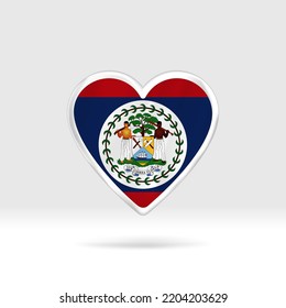 Heart from Belize flag. Silver button star and flag template. Easy editing and vector in groups. National flag vector illustration on white background.