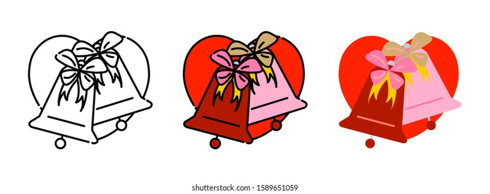 Heart Bell icon set isolated on white background for web design,Valentine day concept