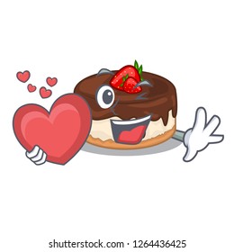 With heart berries cartoon cake on above table
