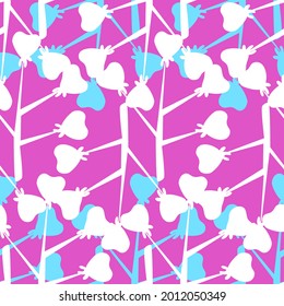 heart berry branch flora seamless pattern illustration