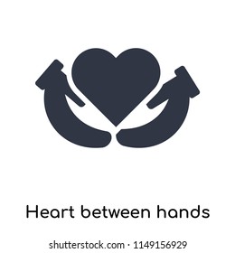 Heart between hands icon vector isolated on white background for your web and mobile app design, Heart between hands logo concept