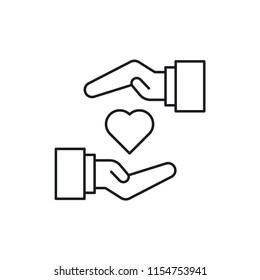 Heart between two hands icon. Love symbol modern, simple, vector, icon for website design, mobile app, ui. Vector Illustration