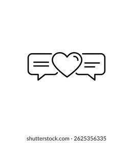 Heart Between Two Speech Bubbles Icon for Communication and Love