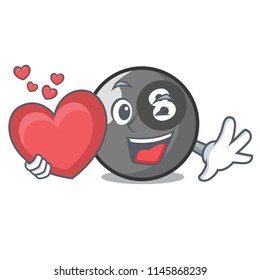 With heart billiard ball mascot cartoon