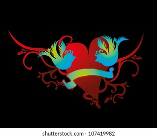 heart and bird