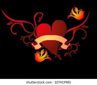 heart and bird