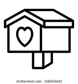 Heart bird house icon. Outline heart bird house vector icon for web design isolated on white background