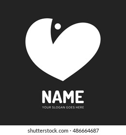 Heart and bird logo design. Vector concept icon. Flat design web graphics element.