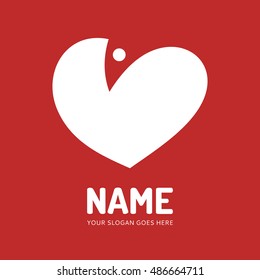 Heart and bird logo design. Vector concept icon. Flat design web graphics element.