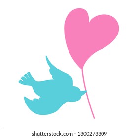 Heart and bird silhouette material