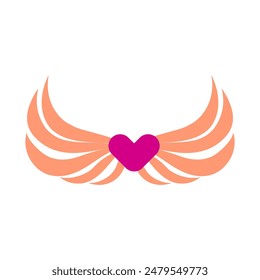corazón pájaro ala icono Vector eps