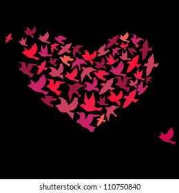 The heart of the birds. Can be used for postcard, valentine card, wedding invitation