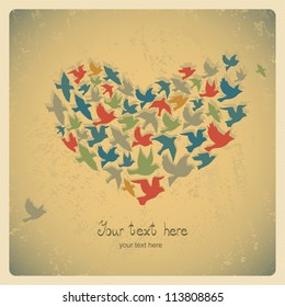 The heart of the birds. Can be used for postcard, valentine card, wedding invitation