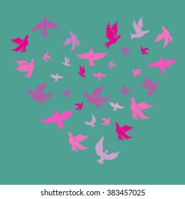 The heart of the birds. Can be used for postcard, valentine card, wedding invitation.