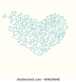 The heart of the birds. Can be used for postcard, valentine card, wedding invitation
