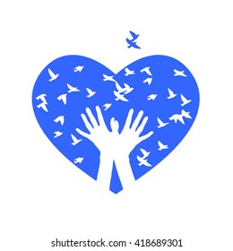 Heart of birds. Vector 