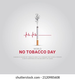 Heart bit line and cigarette. World No Tobacco Day. Creative design idea for poster, banner vector art 05