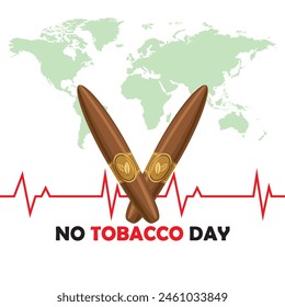Heart bit line and cigarette. World No Tobacco Day. Creative design idea for poster, banner vector EPS editable file Isolated on white background 