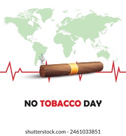 Heart bit line and cigarette. World No Tobacco Day. Creative design idea for poster, banner vector EPS editable file Isolated on white background 