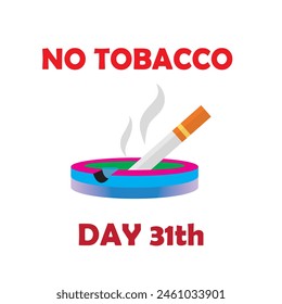 Heart bit line and cigarette. World No Tobacco Day. Creative design idea for poster, banner vector EPS editable file Isolated on white background 