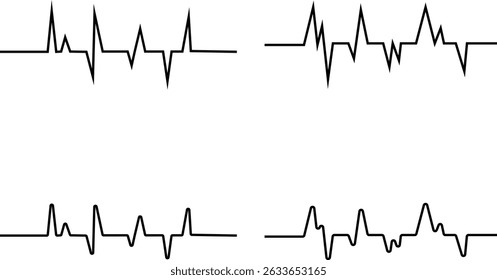 Heart bit rate icon set. Monitoring vector collection isolated on transparent background, medical check heart with EKG, ECG tools measurement. result medical lab sign.