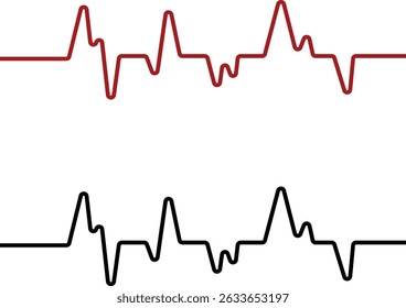 Symbolsatz für Herzbitrate. Überwachung der Vektorsammlung einzeln auf transparentem Hintergrund, medizinisches Kontrollherz mit EKG, EKG-Werkzeugmessung. Ergebnis medizinisches Laborzeichen.
