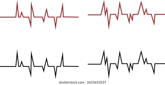 Conjunto de ícones de frequência cardíaca. Monitoramento de coleção de vetores isolados em fundo transparente, verificação médica do coração com ECG, ECG ferramentas medição.