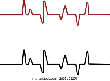 Heart bit rate icon set. Monitoring vector collection isolated on transparent background, medical check heart with EKG, ECG tools measurement. result medical lab sign.