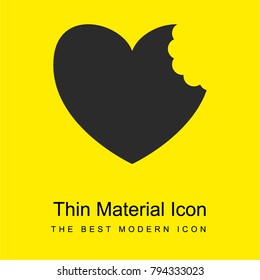Heart with bite bright yellow material minimal icon or logo design
