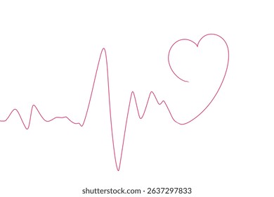 The heart bite line is red. Pulse cardio symbol. Healthy and medical concept with white background. Vector illustration.