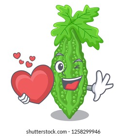 With heart bitter melon character on vegetables fresh