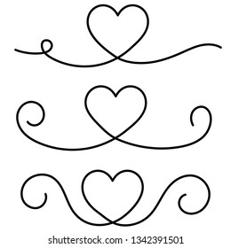 heart with black continuous one line drawing isolated on white background. vector illustration for banner, template, poster, web, app, valentine's card, wedding.