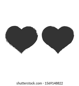 Heart black dry brush, grunge effect vector for decoration.