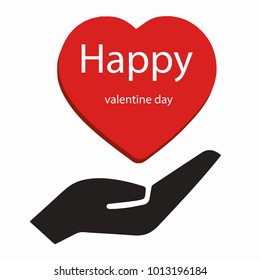 Heart Black hand Valentine White background 
